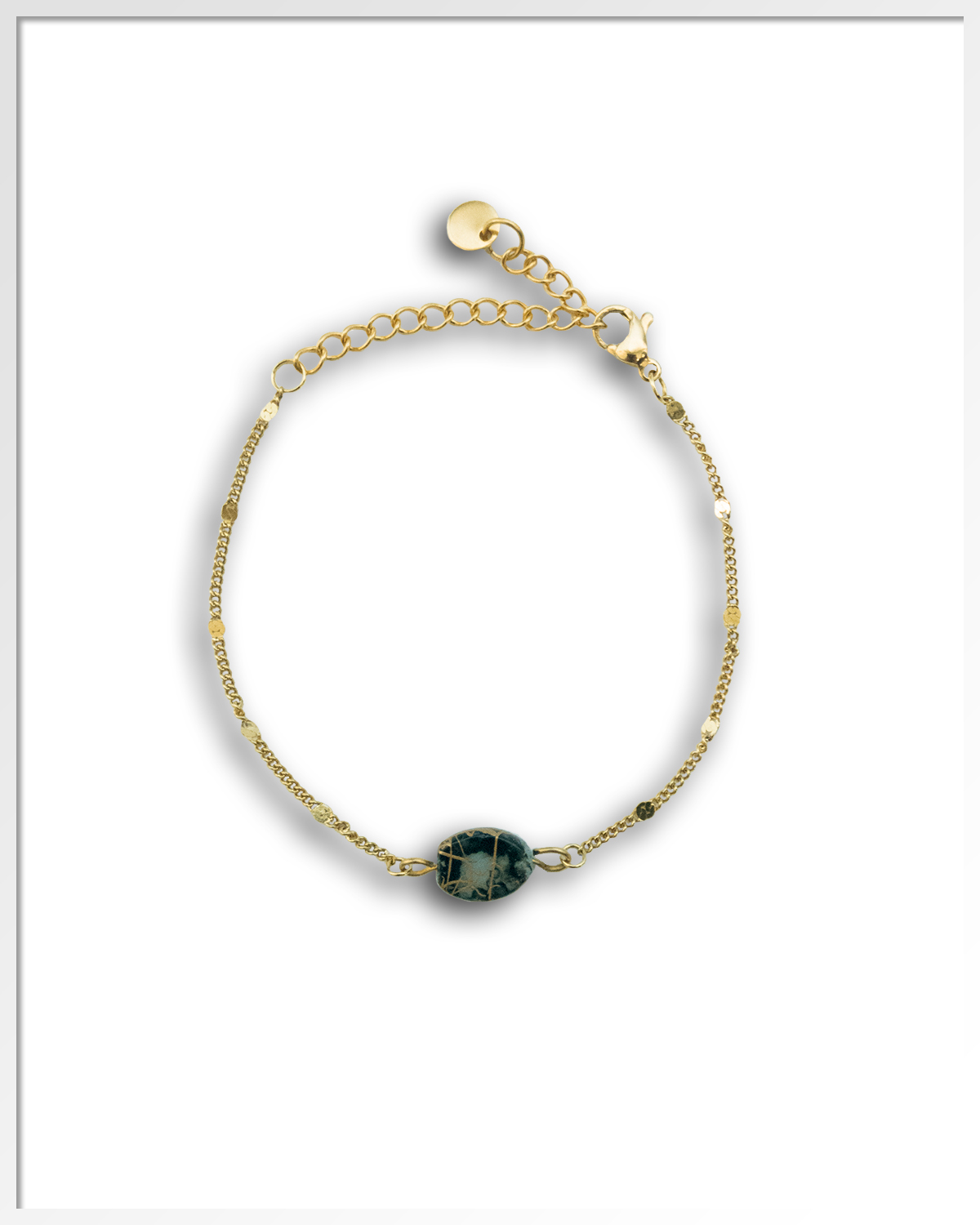 Luxe goudkleurige schakelarmband met steentje